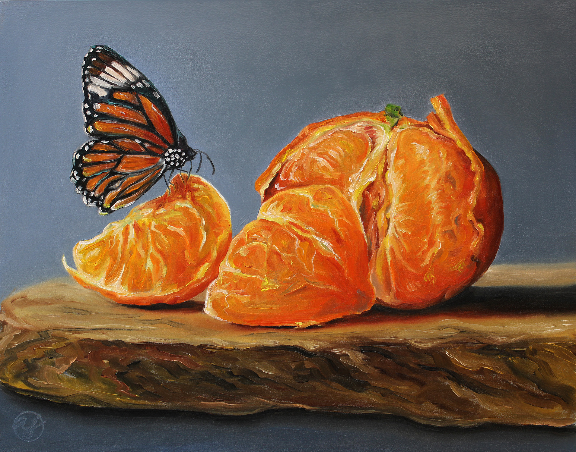 "Butterfly Snack" 11x14 Original Oil Painting by Abra Johnson
