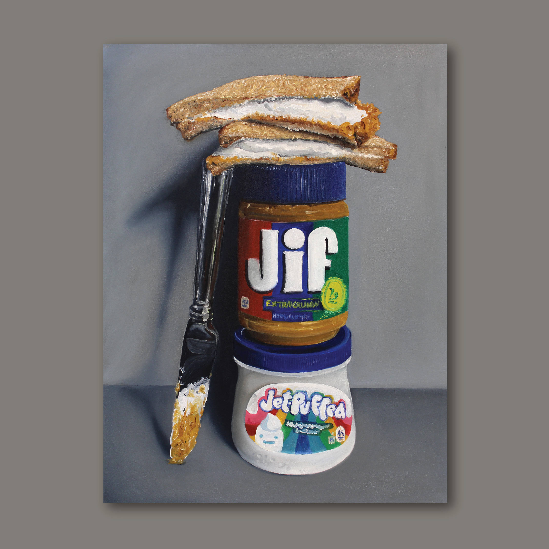 "Marshmallow Creme & PB Sandwich" 12x16 Original Oil Painting by Abra Johnson