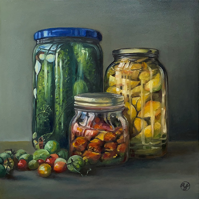 "Pickles" 16x16 Original Oil Painting by Abra Johnson