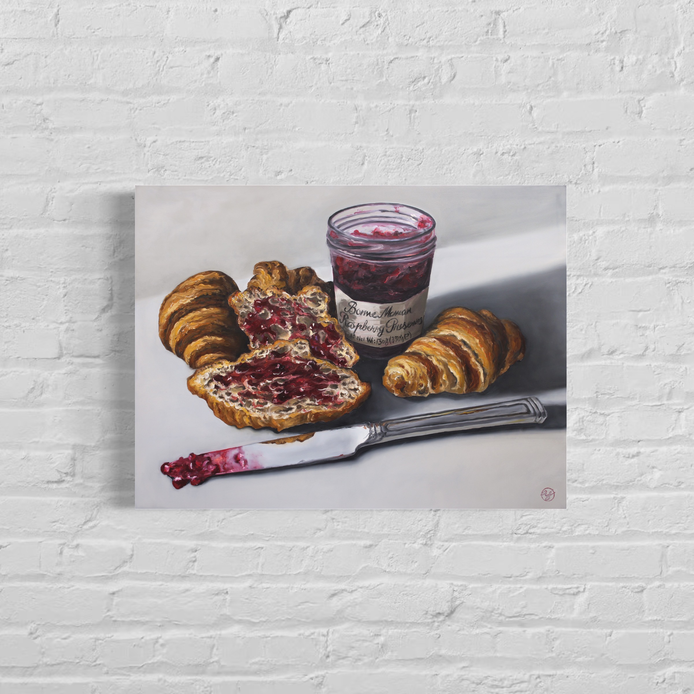 "Croissant & Jam" 18x24 Original Oil Painting by Abra Johnson