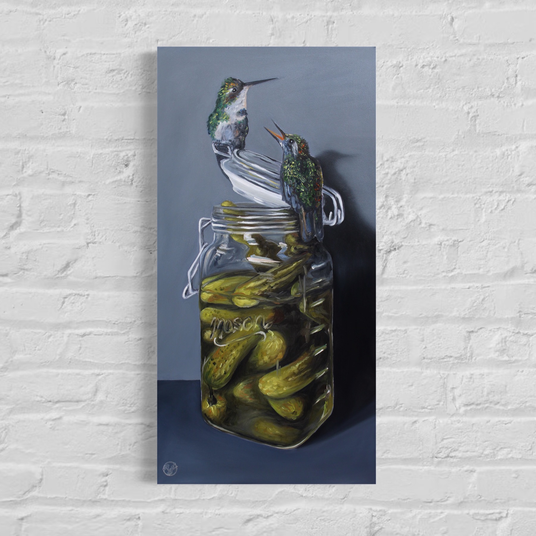 "Bee Hummingbirds & Snack Pickles" 9x18 Print