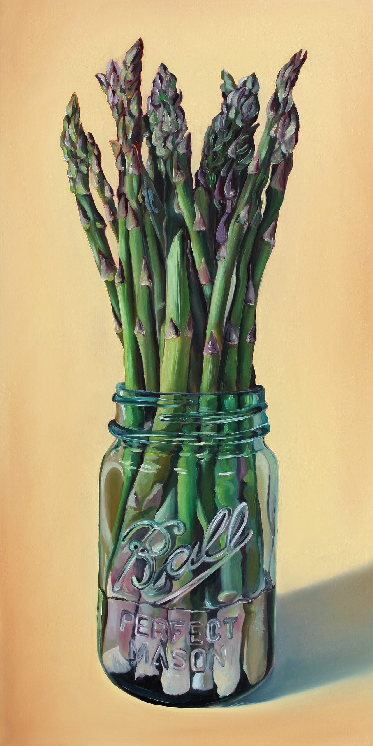 "Ball Jar & Asparagus" 10x20 Original Oil Painting by Abra Johnson
