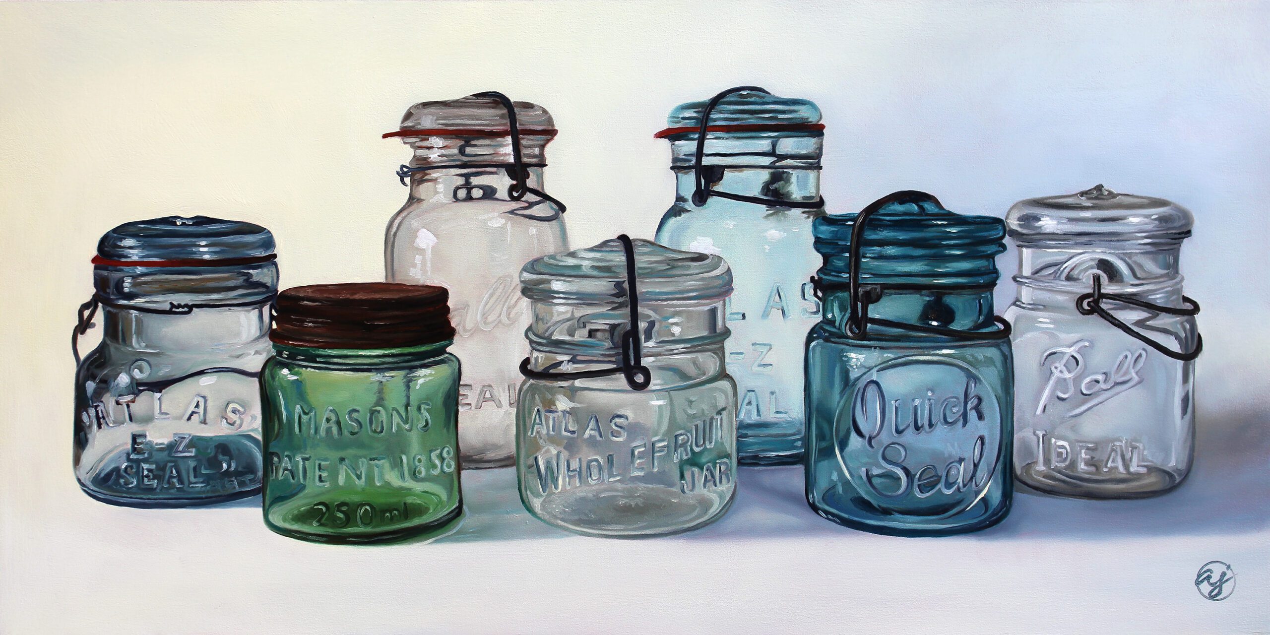 "Jar Wars" 12x24 Original Oil Painting by Abra Johnson