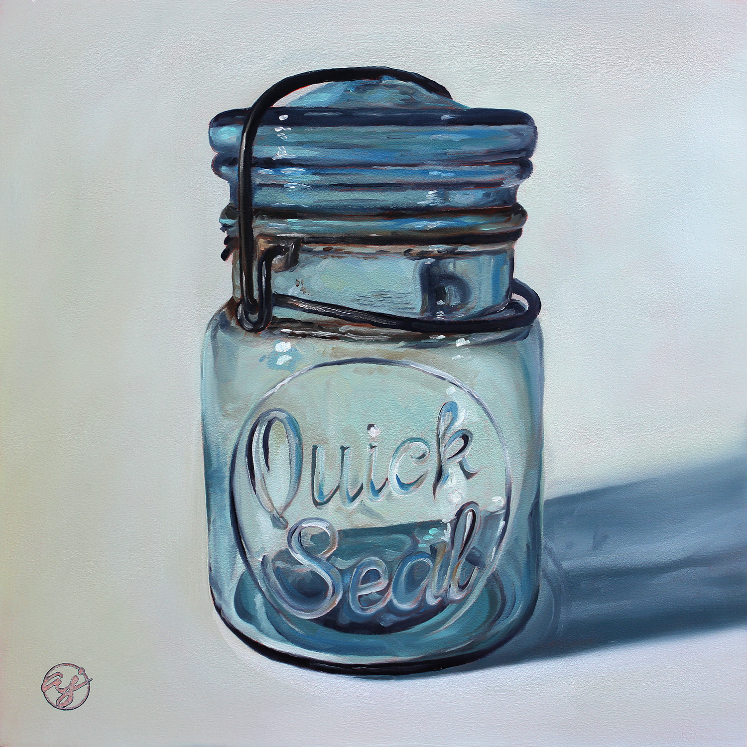 "Quick Seal Pint" 12x12 Original Oil Painting by Abra Johnson