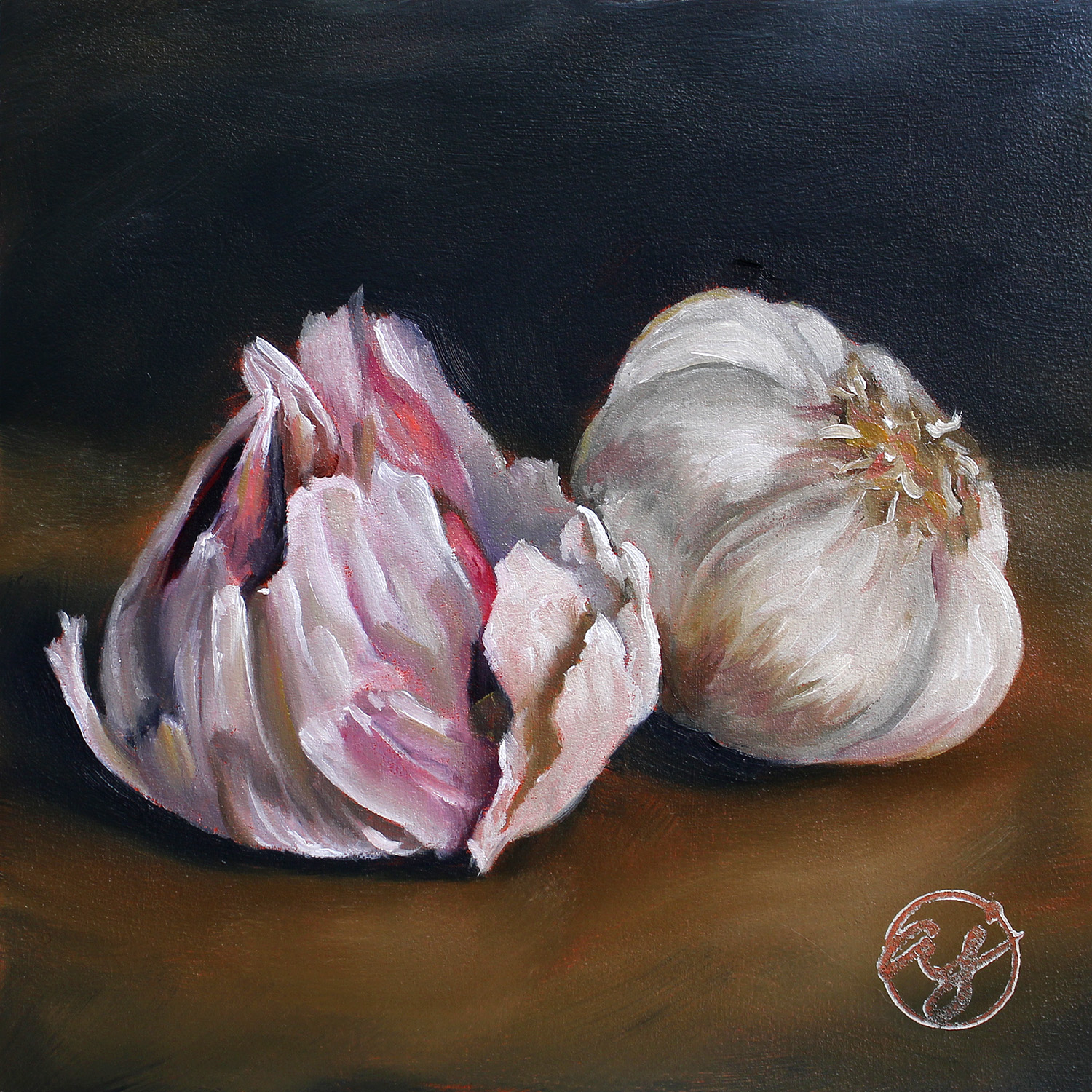 "Garlic" 6x6 Original Oil Painting by Abra Johnson