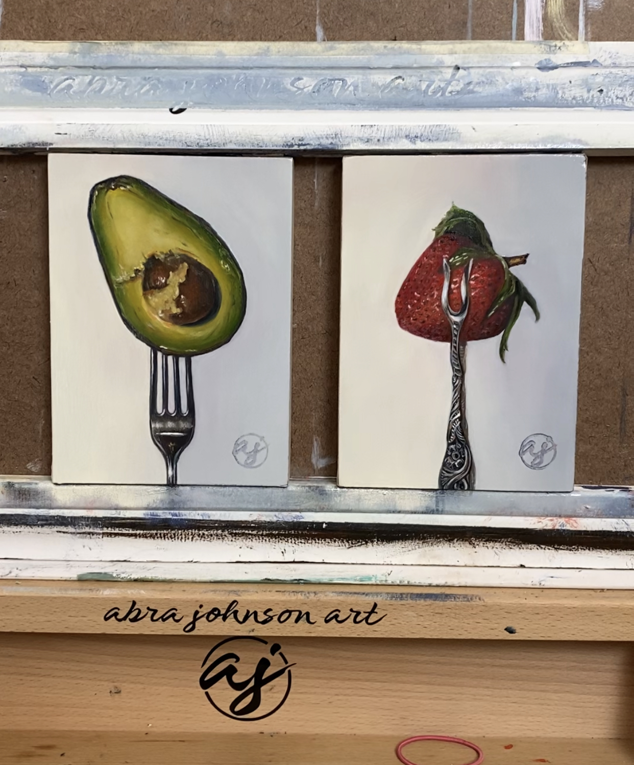 "Put a Fork in it: Avocado I" 5x7 Original Oil Painting by Abra Johnson