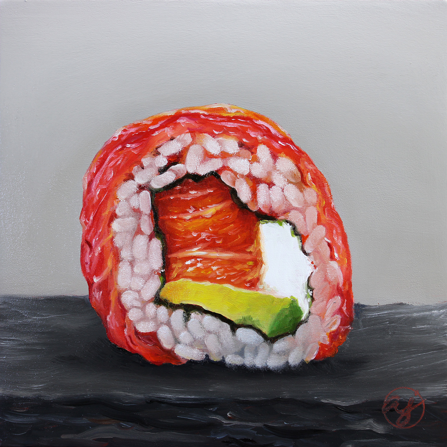 "Sushi Study 1" 8x8 Original Oil Painting by Abra Johnson