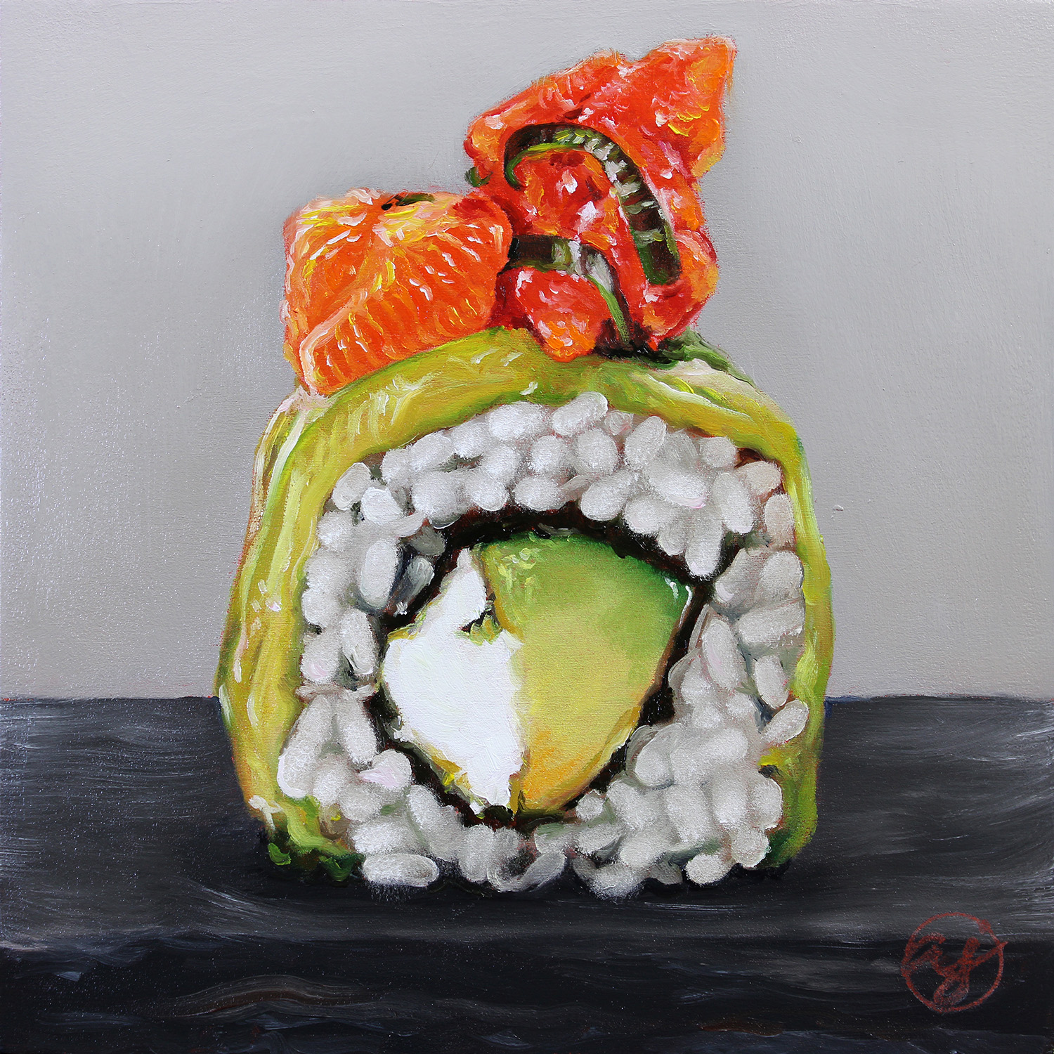 "Sushi Study 3" 8x8 Original Oil Painting by Abra Johnson