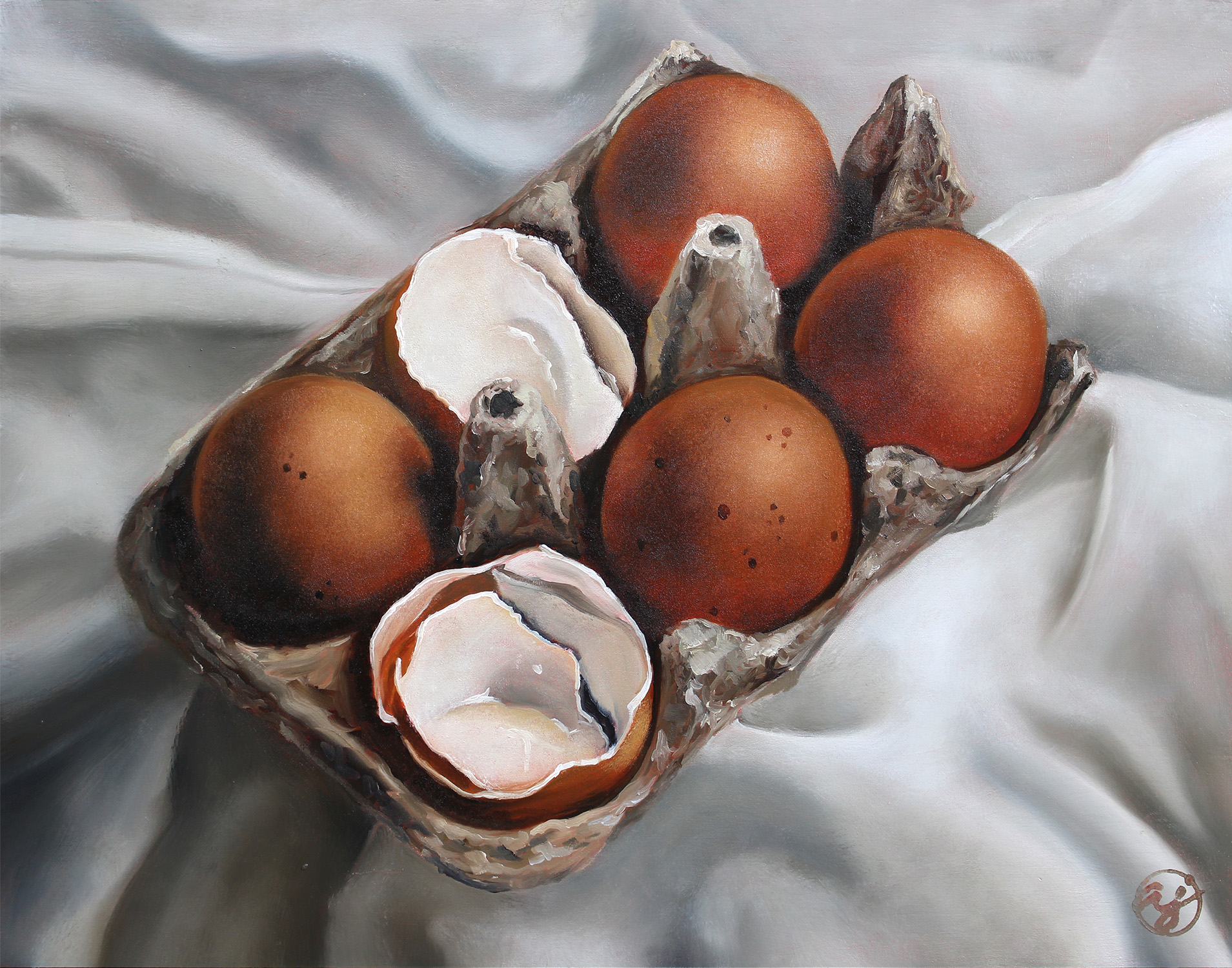 "Egg Carton" 11x14 Original Oil Painting by Abra Johnson