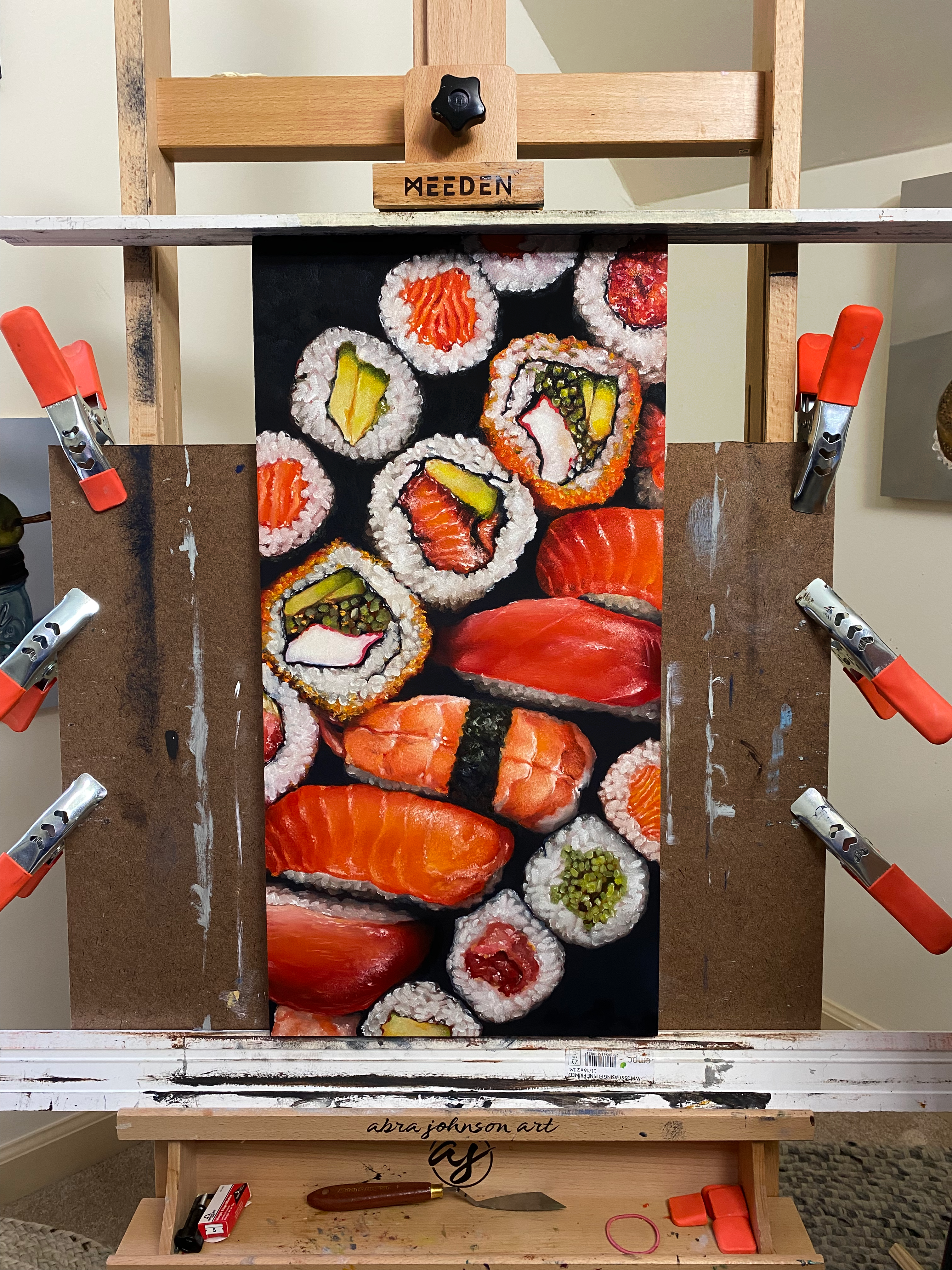 "Sushi Platter" 12x24 Original Oil Painting by Abra Johnson