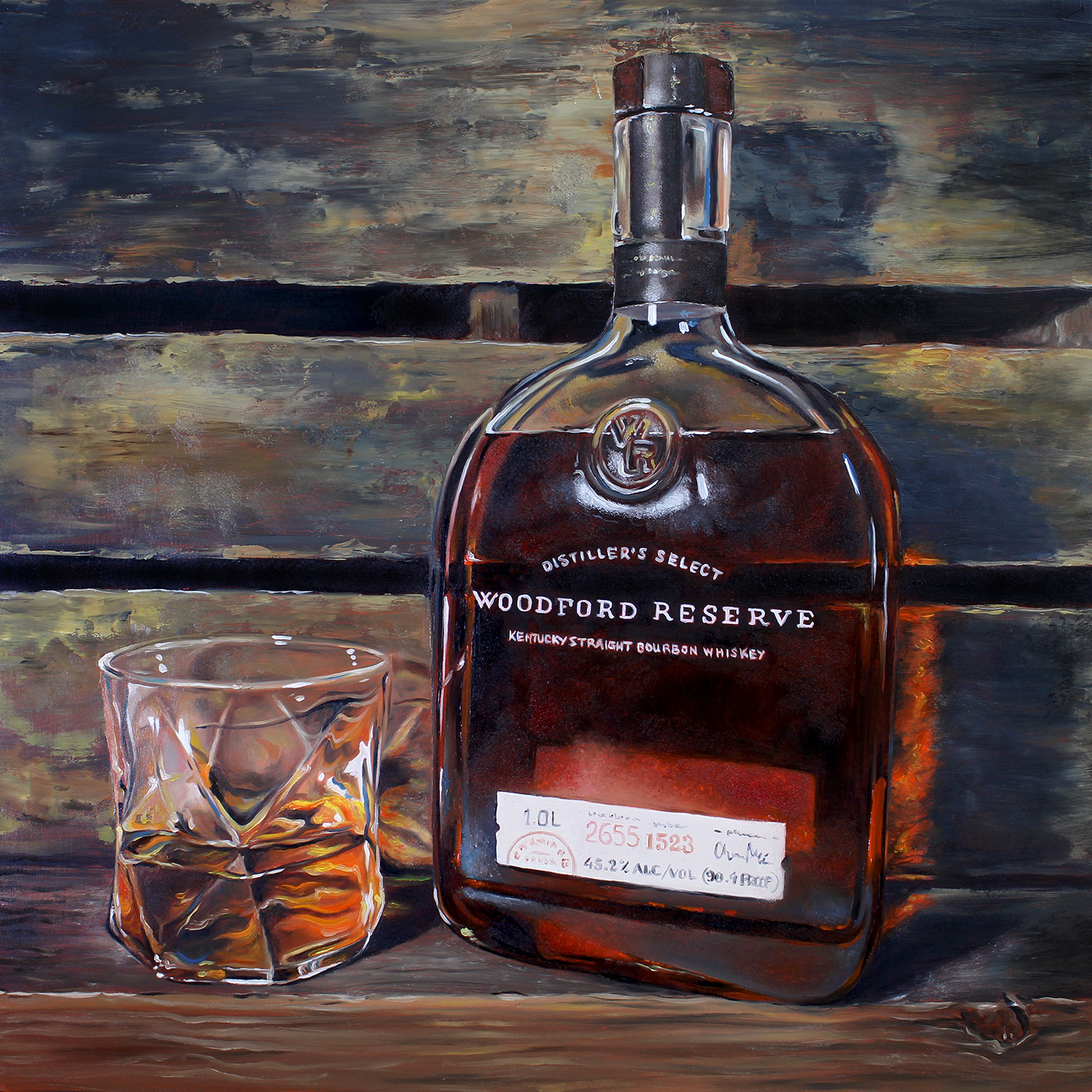 "Woodshop Whiskey" 16x16 Original Oil Painting by Abra Johnson