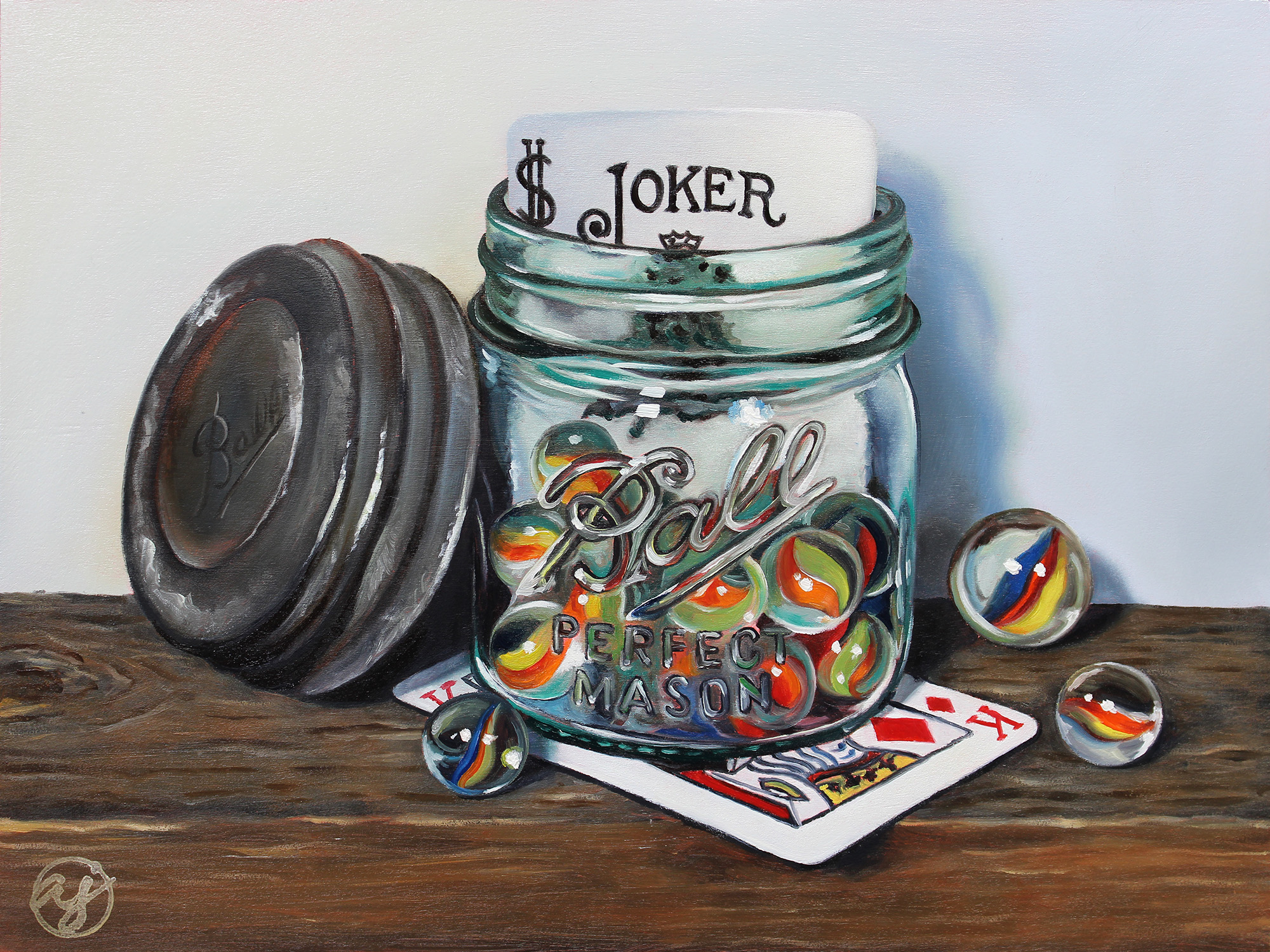 "Joker and the King" 9x12 Original Oil Painting by Abra Johnson