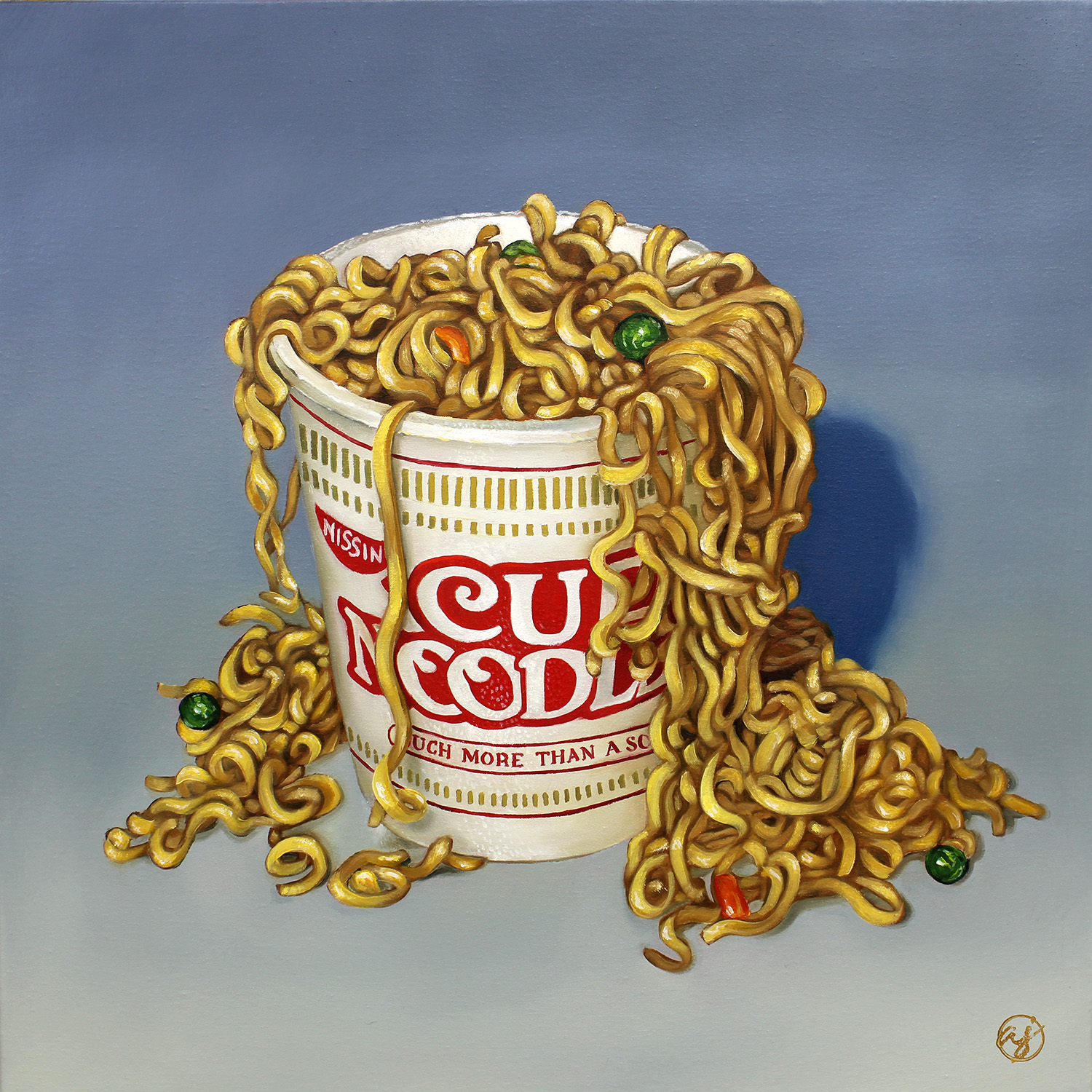 "Cup-O-Noodles" 16x16 Original Oil Painting by Abra Johnson