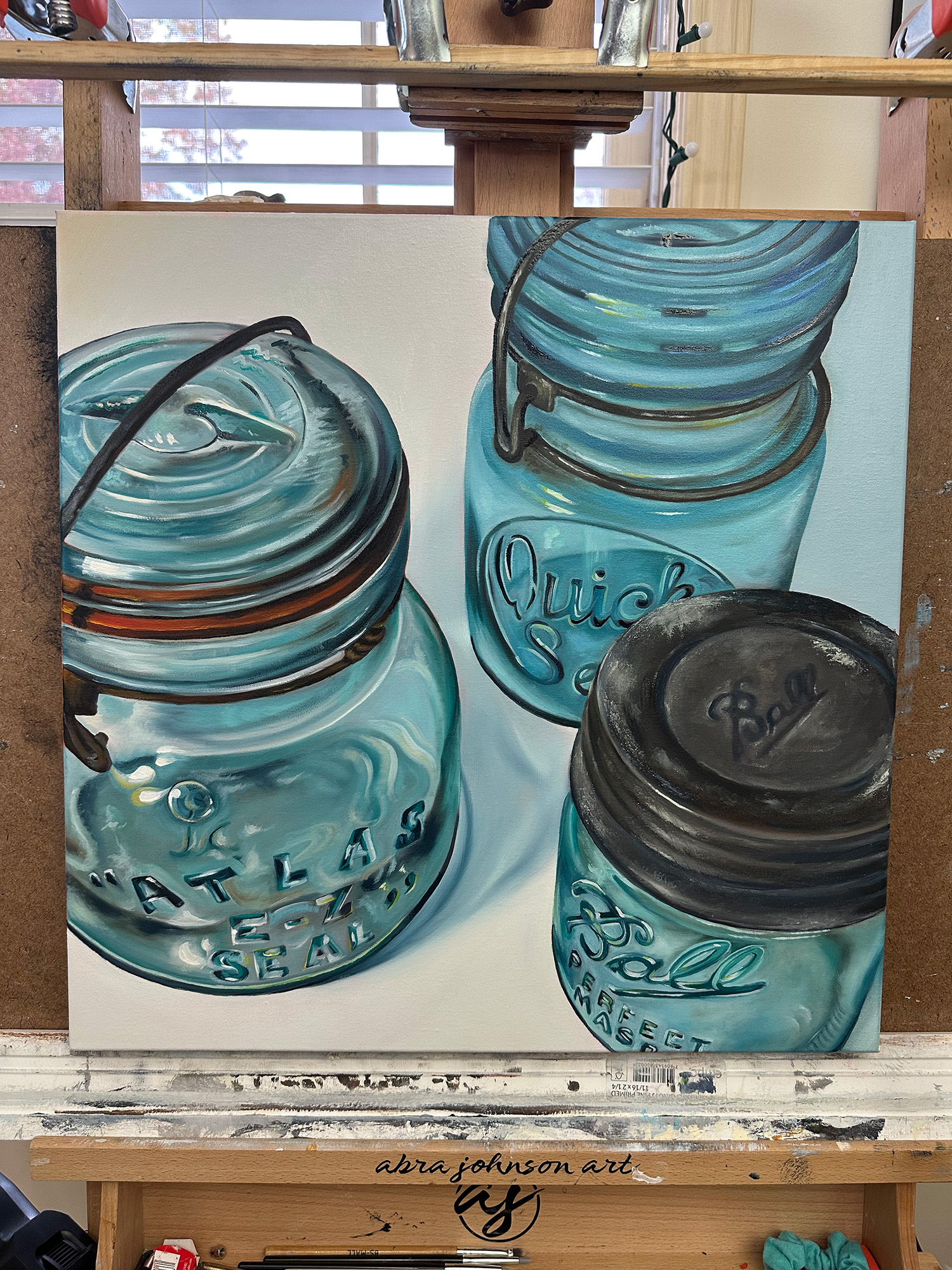 "3 Jars" 16x16 Original Oil Painting by Abra Johnson