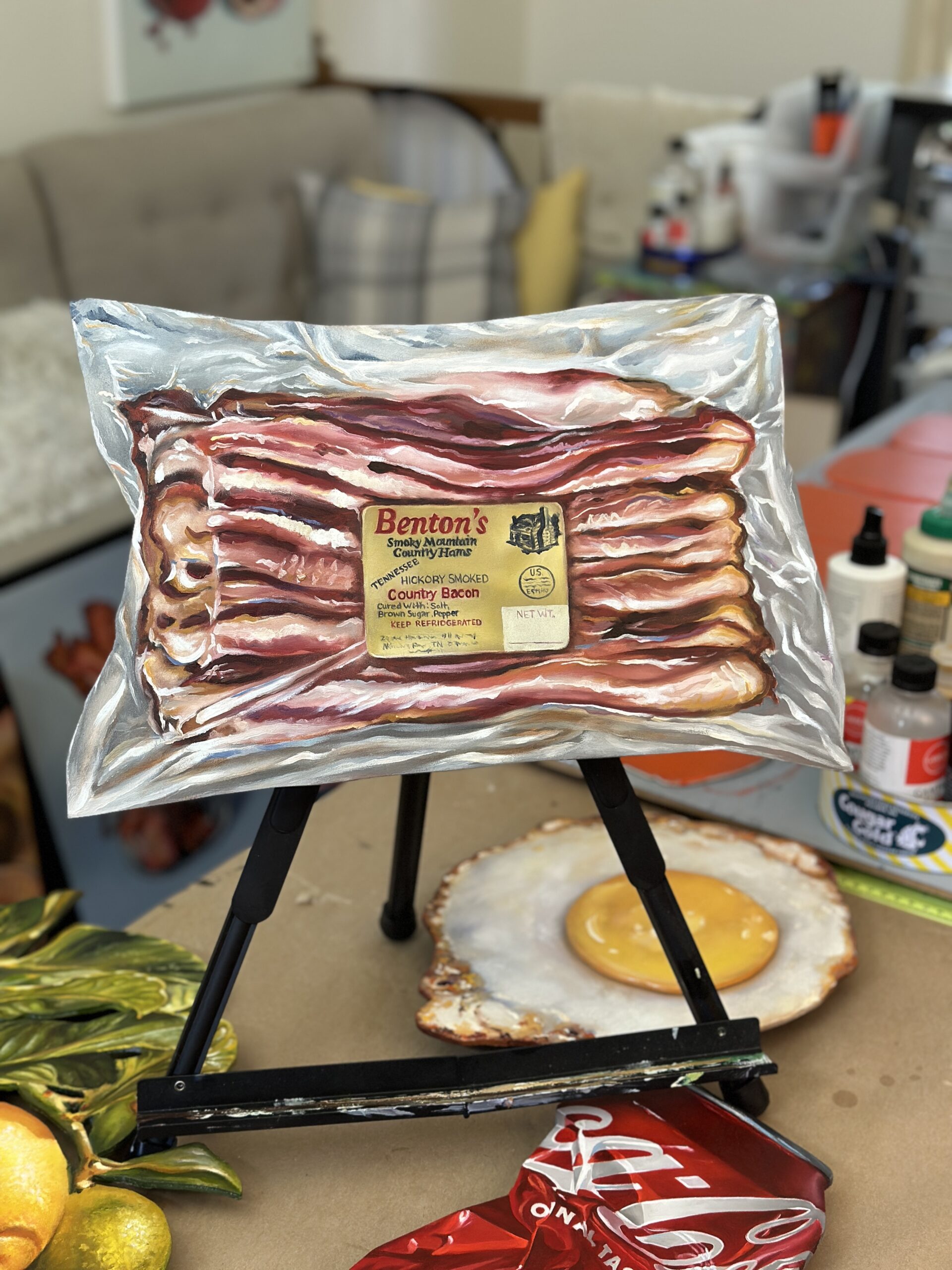 "Benton's Bacon - Commission" 10x16" Original Oil Painting by Abra Johnson