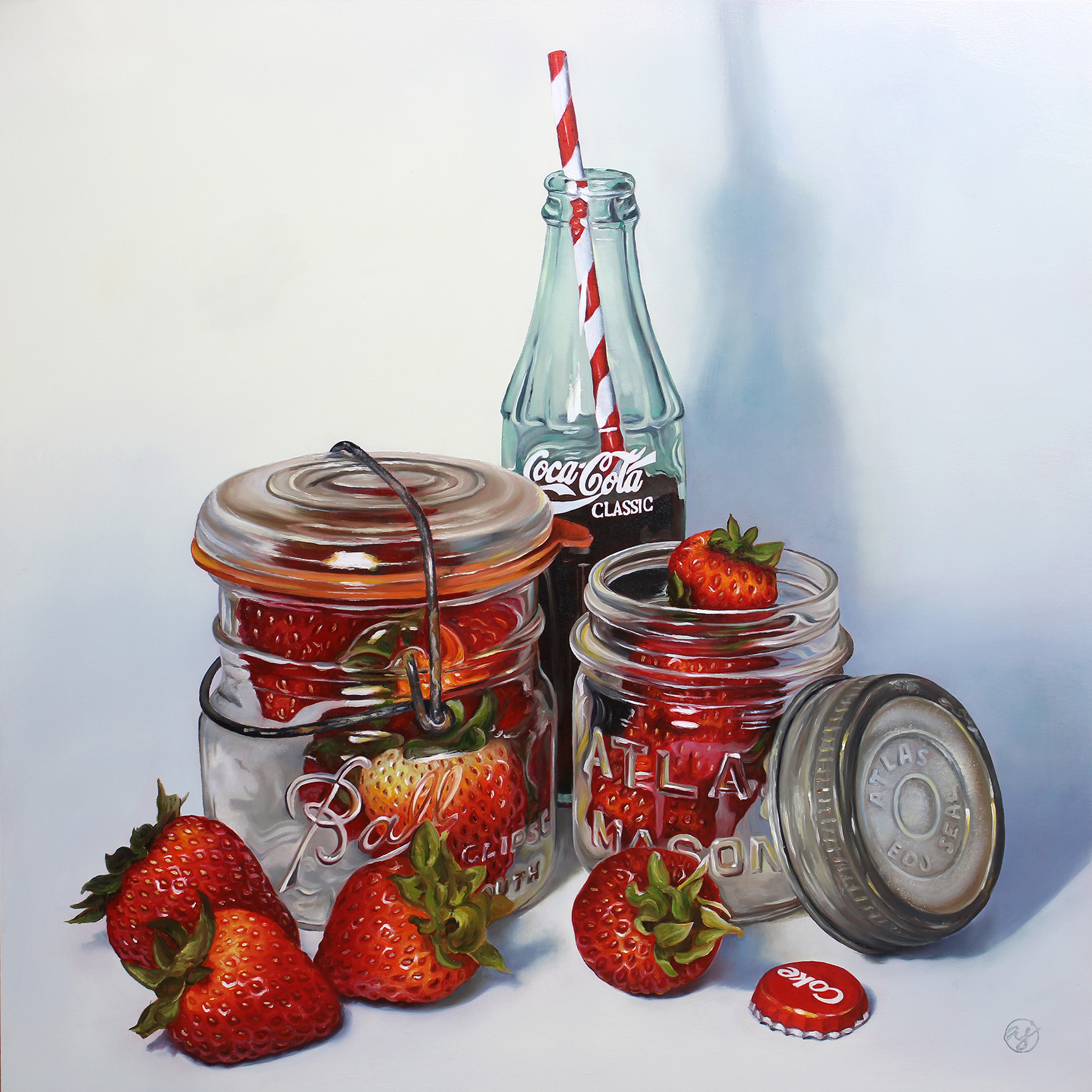 "Strawberry Cola" 24x24 Original Oil Painting by Abra Johnson