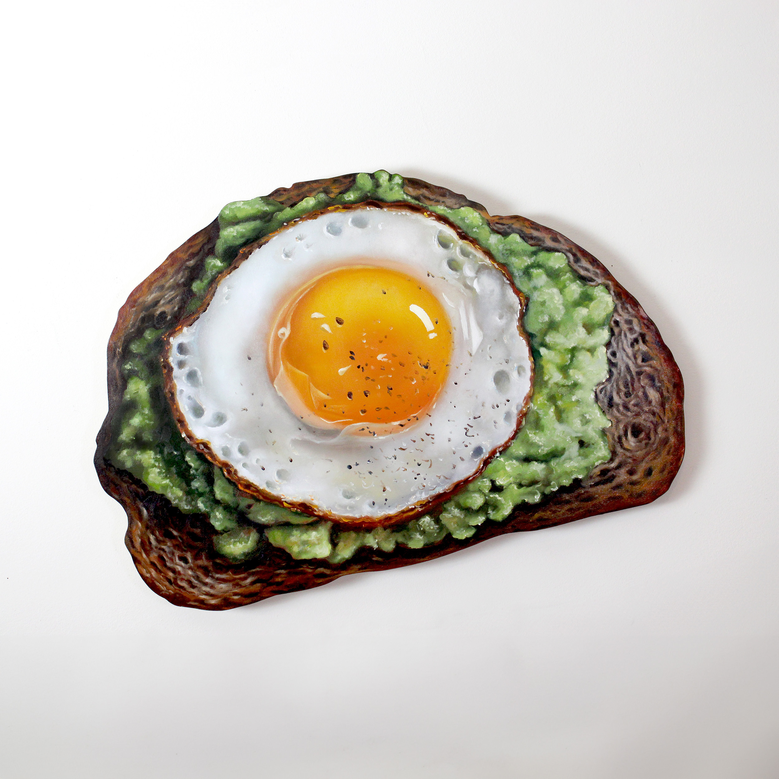 "Avocado Toast I" 16x24" Original 3D Cut-Out Oil Painting by Abra Johnson