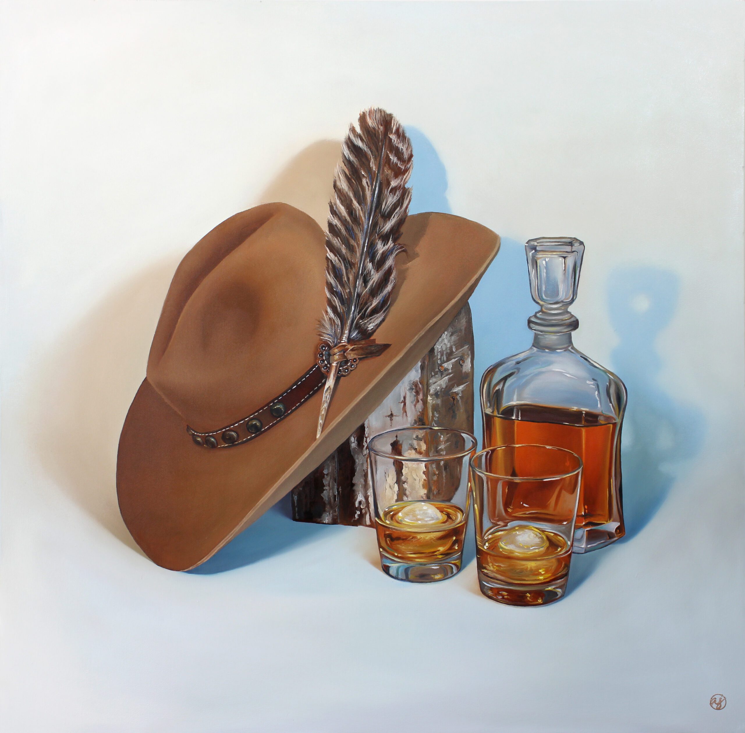 "Double Shot of Whiskey" 36x36 Original Oil Painting by Abra Johnson