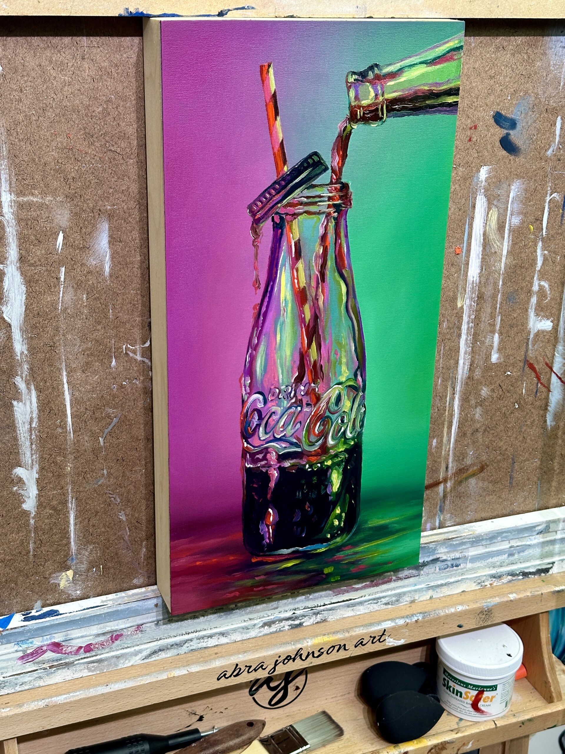 "Neon Cola" 8x16 Original Oil Painting by Abra Johnson