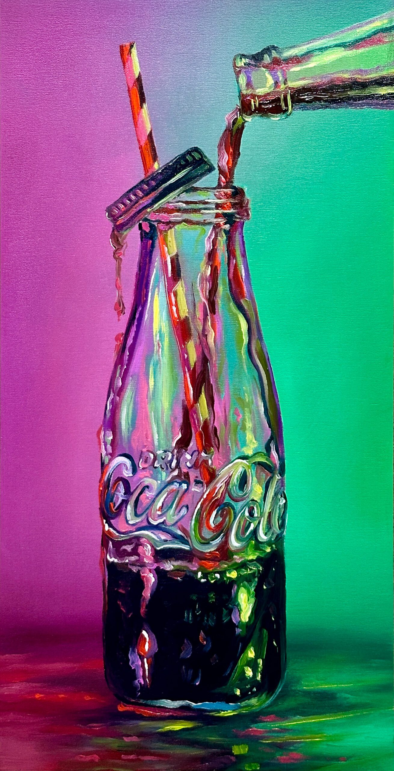 "Neon Cola" 8x16 Original Oil Painting by Abra Johnson