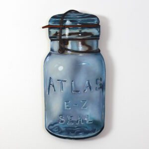 "Vintage Atlas Jar" 8x16" Original 3D Cut-Out Oil Painting by Abra Johnson