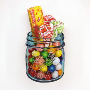 "Candy Jar III" 7x14" Original 3D Cut-Out Oil Painting by Abra Johnson